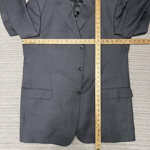 Pronto Uomo Mens Gray Wool Suit Jacket 48L Made In Italy Super 100s Angelico - Picture 8 of 8